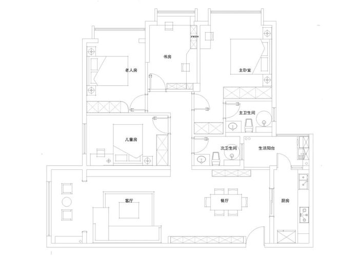 114m2現(xiàn)代輕奢四居