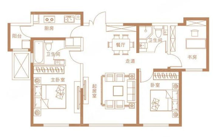 115m2現(xiàn)代輕奢三居